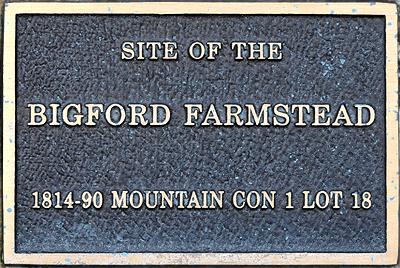 Site of the Bigford Farmstead 1814-90 Mountain Con 1 Lot 18