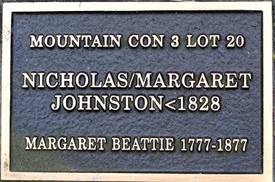 Mountain Con 3 Lot 20 Nicholas/Margaret Johnston <1828 Margaret Beattie 1777-1877