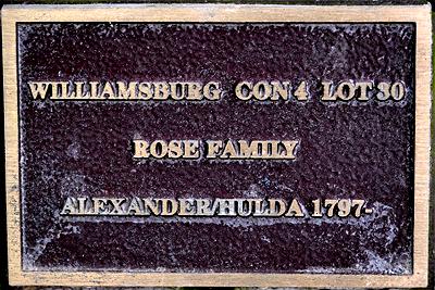 Williamsburg Con 4 Lot 30 Rose Family Alexander/Hulda 1797-