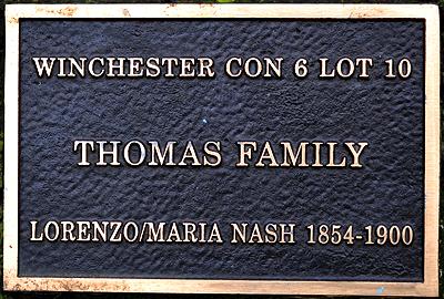 Winchester Con 6 Lot 10 Thomas Family Lorenzo/Maria Nash 1854-1900